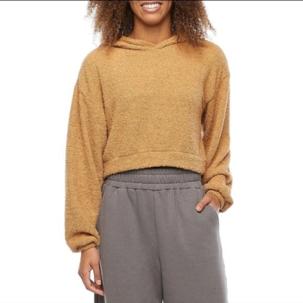 FLIRTITUDE | Women's Pumpkin Ale Hooded Teddy  Long Sleeved Crop Sweater